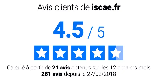 Avis clients de iscae.fr 4.5 / 5 Calculé à partir de 21 avis obtenus sur les 12 derniers mois 281 avis depuis le 27/02/2018